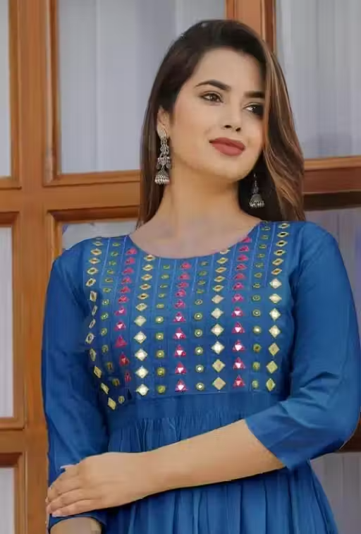 Women Embroidered Rayon Anarkali Kurta - Image 3