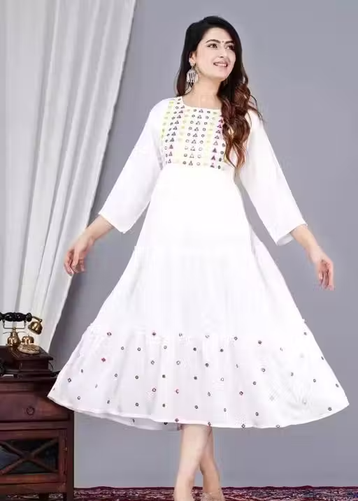 Women Embroidered Rayon Anarkali Kurta