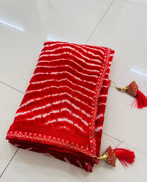 Bandhani saree, Bandhej saree, Top selling saree, Saree with blouse, pure georgette saree, soft georgette saree, party wear saree, desiger saree, banarsi saree, celebrity saree, festive saree, bollywood saree - Image 3