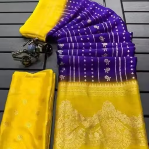 NavSarjan Silk printed saree with pallu blouse and lace