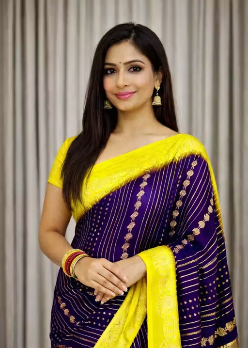 NavSarjan Silk printed saree with pallu blouse and lace - Image 2