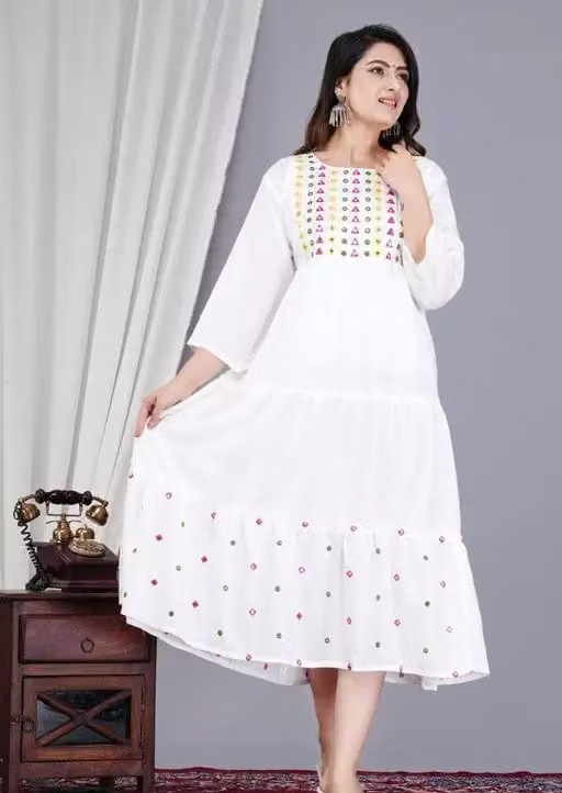 Women Embroidered Rayon Anarkali Kurta - Image 2