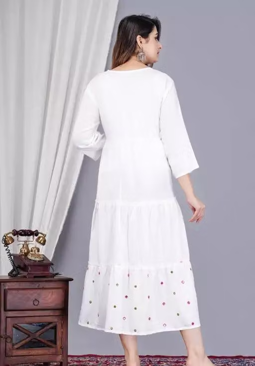 Women Embroidered Rayon Anarkali Kurta - Image 4