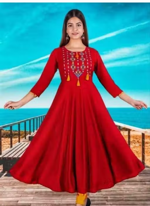 Women Embroidered Rayon Anarkali Kurta