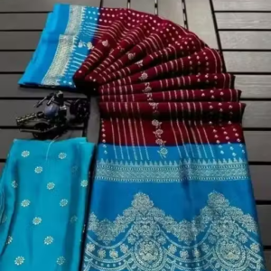 NavSarjan Silk printed saree with pallu blouse and lace