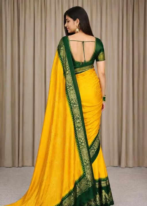 NavSarjan Silk printed saree with pallu blouse and lace - Image 4