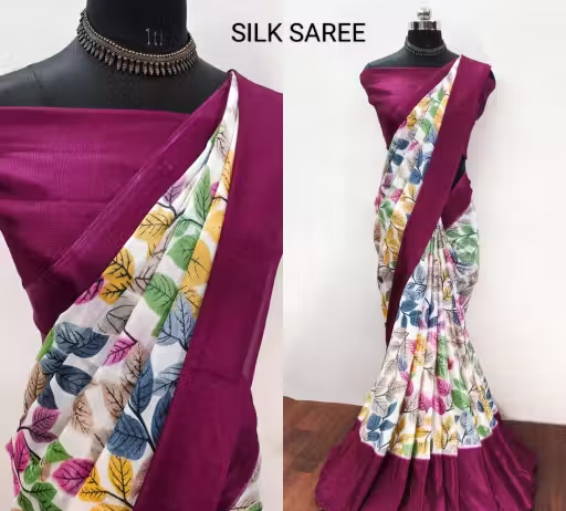 Printed Silk satin saree