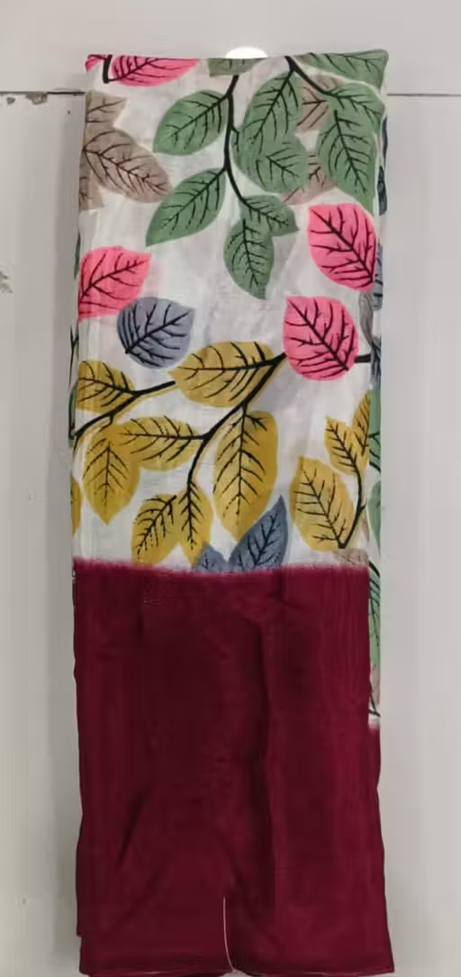 Printed Silk satin saree - Image 2