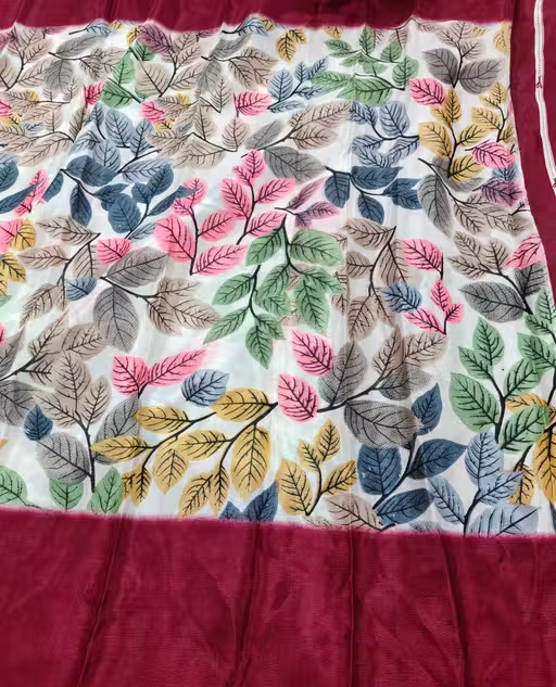 Printed Silk satin saree - Image 3
