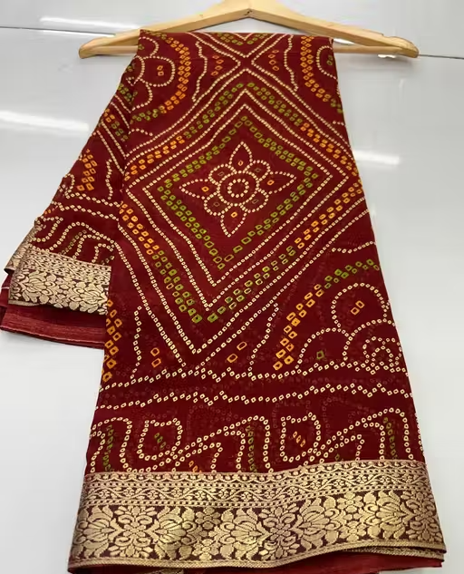 BANDHANI SAREE, GEORGETTE SAREE, CHUNRI SAREE, BANDHEJ SAREE, NEW SAREE, SAREE UNDER 300, SAREE UNDER 350, SAREE UNDER 400, TRENDING SAREE