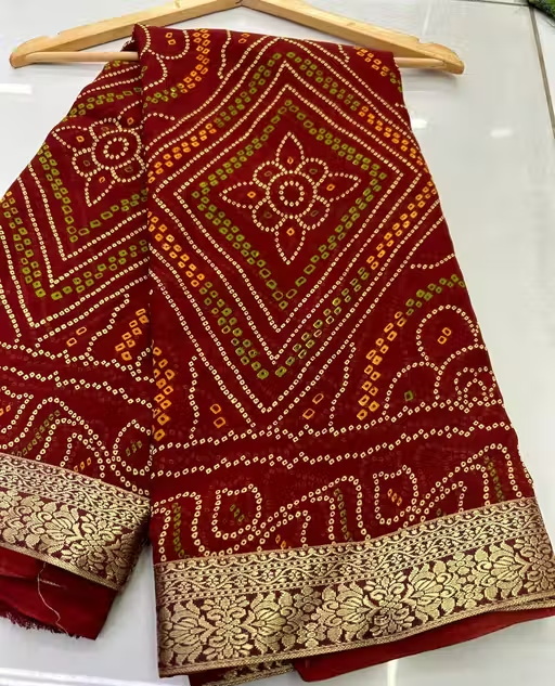 BANDHANI SAREE, GEORGETTE SAREE, CHUNRI SAREE, BANDHEJ SAREE, NEW SAREE, SAREE UNDER 300, SAREE UNDER 350, SAREE UNDER 400, TRENDING SAREE - Image 2