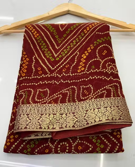 BANDHANI SAREE, GEORGETTE SAREE, CHUNRI SAREE, BANDHEJ SAREE, NEW SAREE, SAREE UNDER 300, SAREE UNDER 350, SAREE UNDER 400, TRENDING SAREE - Image 3