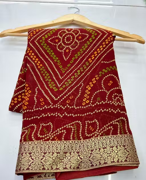 BANDHANI SAREE, GEORGETTE SAREE, CHUNRI SAREE, BANDHEJ SAREE, NEW SAREE, SAREE UNDER 300, SAREE UNDER 350, SAREE UNDER 400, TRENDING SAREE - Image 4