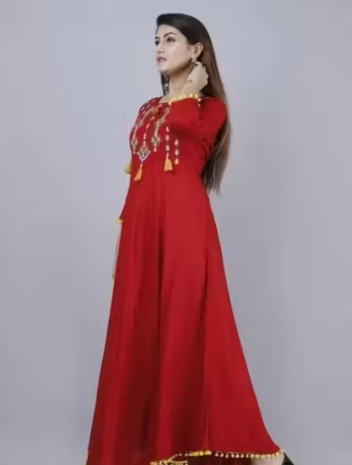 Women Embroidered Rayon Anarkali Kurta - Image 4