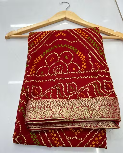 BANDHANI SAREE, GEORGETTE SAREE, CHUNRI SAREE, BANDHEJ SAREE, NEW SAREE, SAREE UNDER 300, SAREE UNDER 350, SAREE UNDER 400, TRENDING SAREE - Image 4