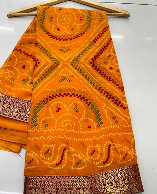 BANDHANI SAREE, GEORGETTE SAREE, CHUNRI SAREE, BANDHEJ SAREE, NEW SAREE, SAREE UNDER 300, SAREE UNDER 350, SAREE UNDER 400, TRENDING SAREE - Image 2