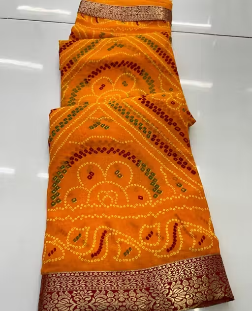 BANDHANI SAREE, GEORGETTE SAREE, CHUNRI SAREE, BANDHEJ SAREE, NEW SAREE, SAREE UNDER 300, SAREE UNDER 350, SAREE UNDER 400, TRENDING SAREE - Image 3