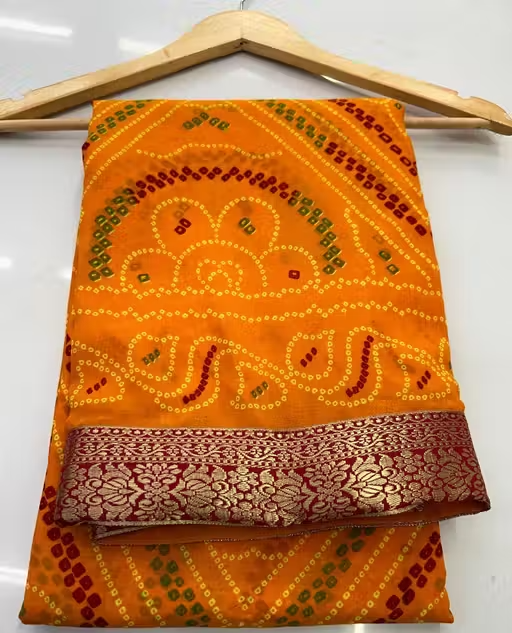 BANDHANI SAREE, GEORGETTE SAREE, CHUNRI SAREE, BANDHEJ SAREE, NEW SAREE, SAREE UNDER 300, SAREE UNDER 350, SAREE UNDER 400, TRENDING SAREE - Image 4