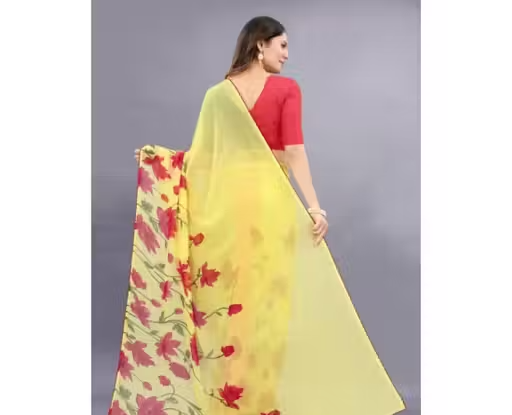 Georgette Multicolor Lace border Saree With Blouse - Image 4