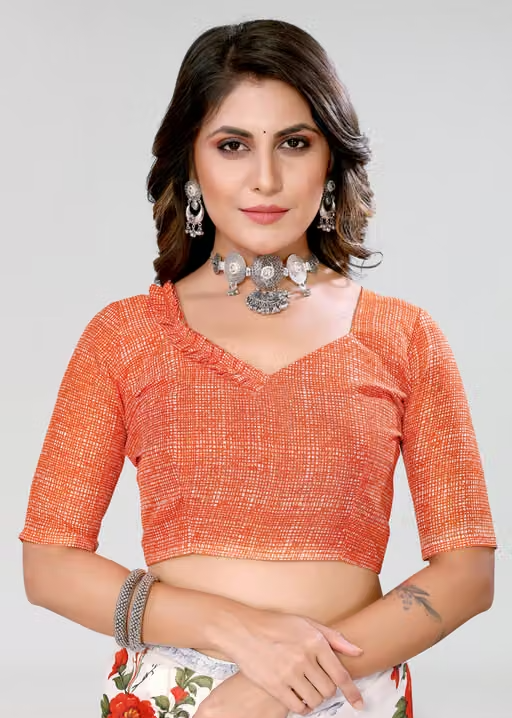 Women's Trendy Floral Printed Georgette Saree with Blouse Material - Image 4