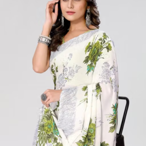 Women's Trendy Floral Printed Georgette Saree with Blouse Material