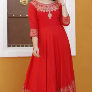 Women's Printed Rayon Anarkali Kurti