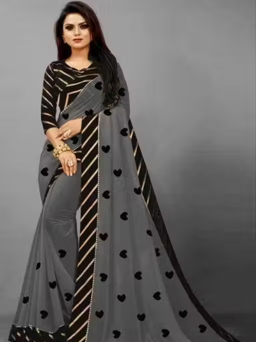 mix-1 georgette plain saree with brocde vell blouse