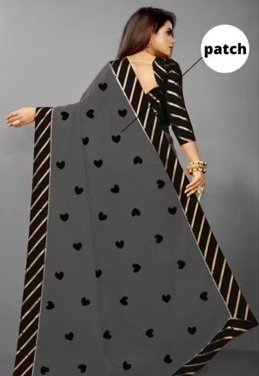 mix-1 georgette plain saree with brocde vell blouse - Image 2