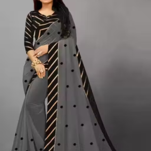 mix-1 georgette plain saree with brocde vell blouse
