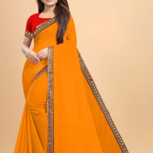 New georgette Saree Featuring a Premium Mirror Embroidery Lace Border