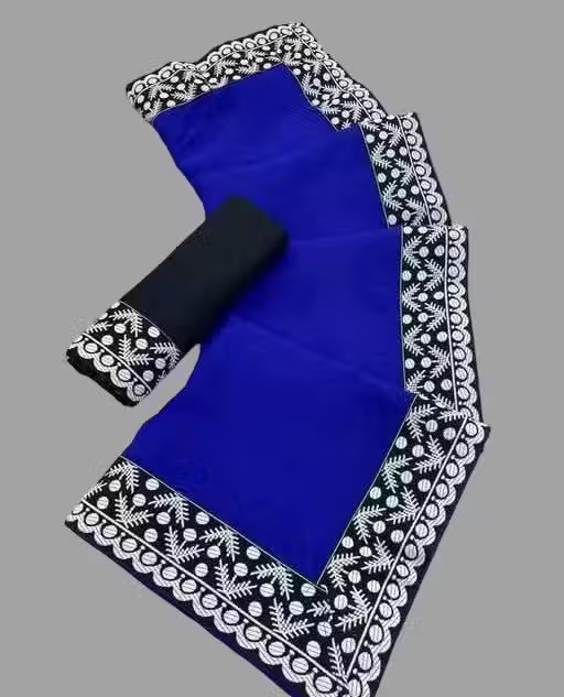 SAJAVAT SAREES Elegant Georgette Saree with Regal Maharani Lace Border | New Designer Saree for Women | Perfect for Festive & Party Occasions