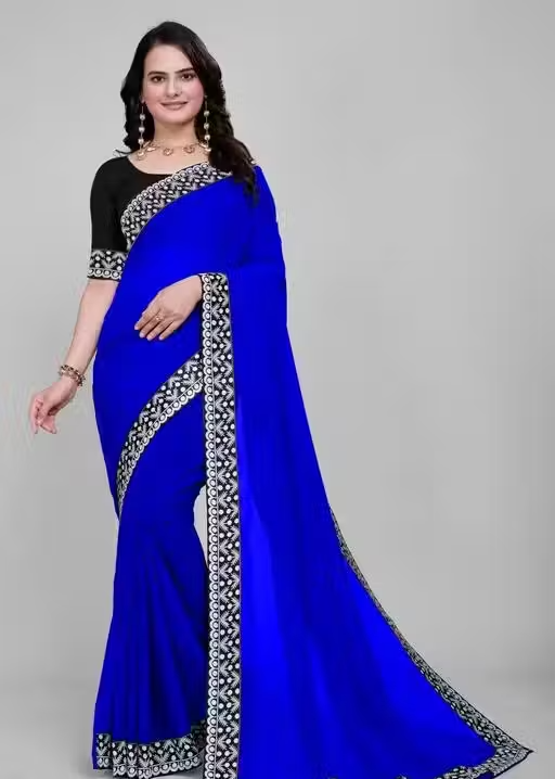 SAJAVAT SAREES Elegant Georgette Saree with Regal Maharani Lace Border | New Designer Saree for Women | Perfect for Festive & Party Occasions - Image 2