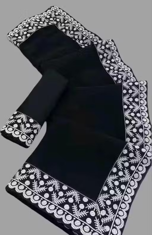 Graceful Georgette Saree with Maharani Border Lace by SAJAVAT SAREES , Ideal for Festive and Party Occasions