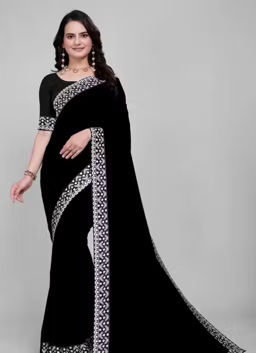 Graceful Georgette Saree with Maharani Border Lace by SAJAVAT SAREES , Ideal for Festive and Party Occasions - Image 2