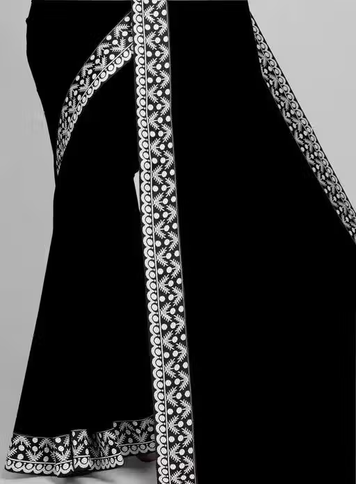 Graceful Georgette Saree with Maharani Border Lace by SAJAVAT SAREES , Ideal for Festive and Party Occasions - Image 3