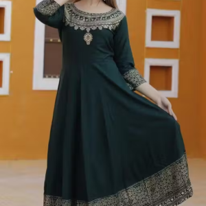 Women's Printed Rayon Long Anarkali Kurti