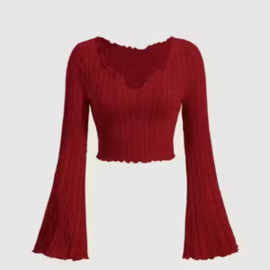 Latest V-Neck Notched Flared Sleeve Top for Women