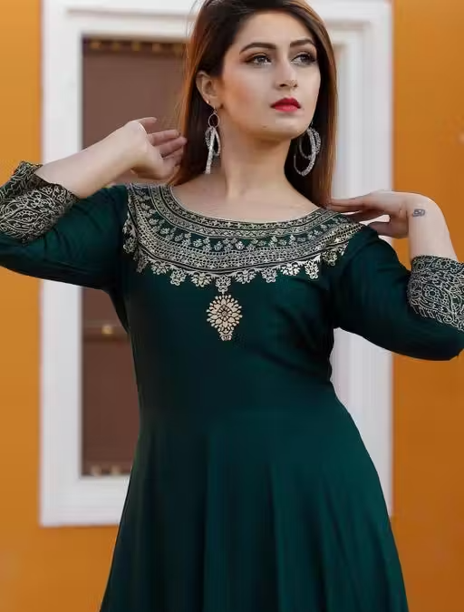 Women's Printed Rayon Long Anarkali Kurti - Image 3