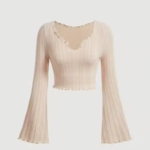 Latest V-Neck Notched Flared Sleeve Top for Women
