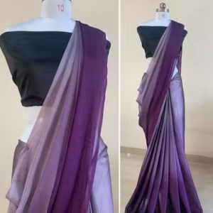 two tone Georgette Purple Saree with blouse
