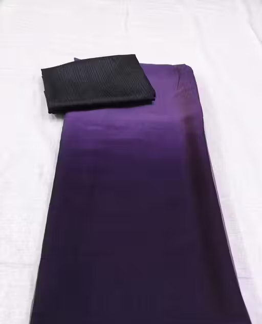 two tone Georgette Purple Saree with blouse - Image 2