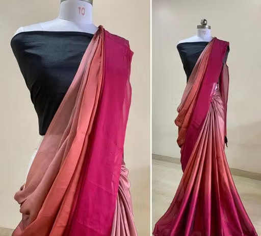 two tone Georgette Multicolor Saree with blouse