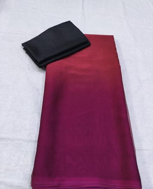 two tone Georgette Multicolor Saree with blouse - Image 2