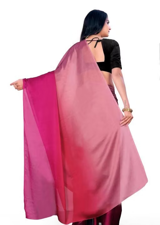 two tone Georgette Multicolor Saree with blouse - Image 4