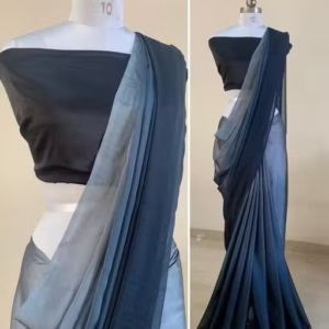 Two-Tone Grey Georgette Saree With Blouse