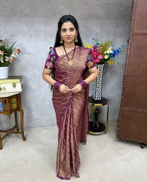 BRASSO FOIL SAREE WITH FANCY BLOUSE - Image 3
