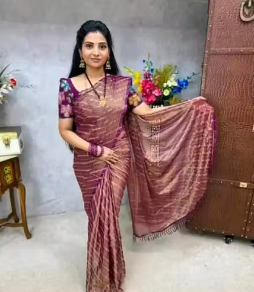BRASSO FOIL SAREE WITH FANCY BLOUSE - Image 4