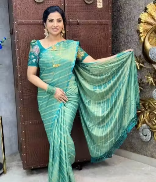 BRASSO FOIL SAREE WITH FANCY BLOUSE - Image 2