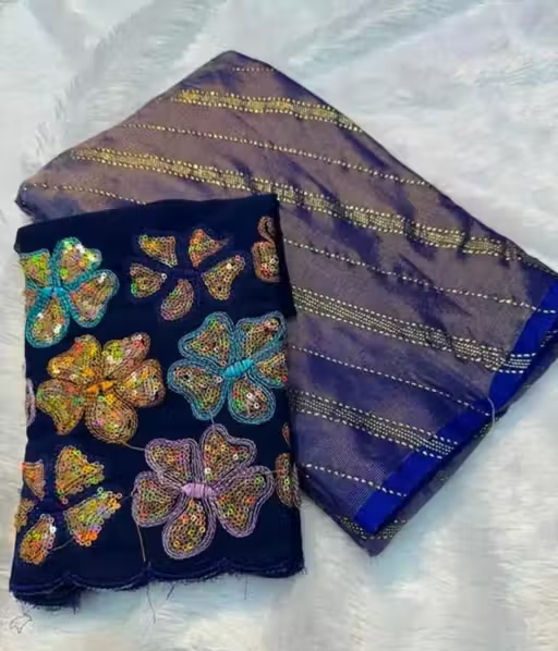 BRASSO FOIL SAREE WITH FANCY BLOUSE - Image 2