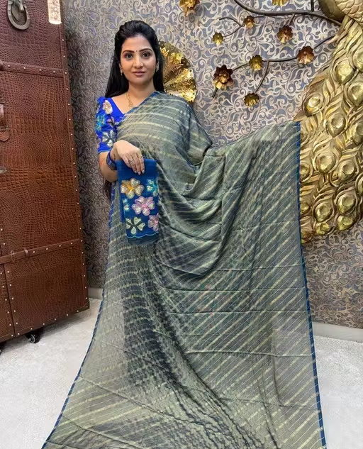 BRASSO FOIL SAREE WITH FANCY BLOUSE - Image 4